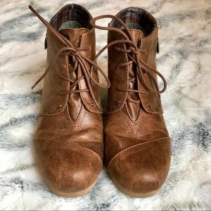 Brown Wedge Ankle Booties